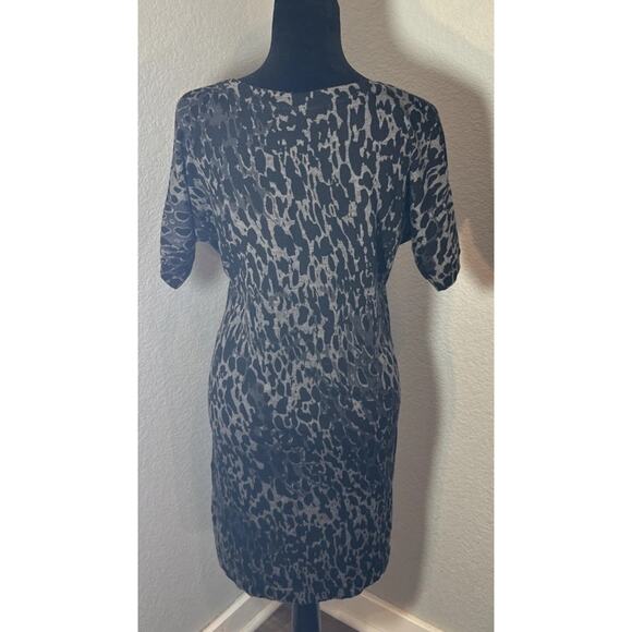 Loft Gray Black Animal Print 100% Wool Knit Sweater Dress Size M Mobwife - Picture 7 of 14